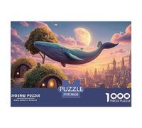 Whale Flying over The City 1000 Pezzi Cartone Robusto Puzzle Flying Whale Antistress Gioco Creativo Puzzle Per Adulti E Bambini 38x26cm/1000pcs