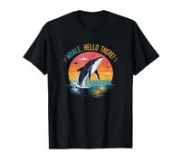Whale Hello There Divertente E Carino Ocean View Tema Maglietta