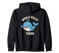 Whale Hello There Ocean Marine Life Dicendo Felpa con Cappuccio