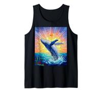 Whale in Sunset Stained Glass Style Sea Animal Canotta