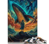 Whale in The Sky Puzzle Impossible 1000Pcs Decorazione Per La Casa. Giochi Rilassamento E Intelligence Per Adulti E Bambini Da 12 Anni 1000pcs (75x50cm)