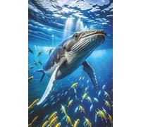 Whale Notebook: Blank Lined Notebook for All Ages, Whale, Ocean, Blue, Fish | 6x8 inches, 110 pages | Gifts for Birthdays, Christmas, Thanksgiving and more