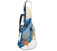 Whale Sea alghe con foglie bolle e stelle marine chitarra acustica Gig Bag, 1 cm di spessore imbottitura impermeabile custodia per chitarra con doppia tracolla regolabile per chitarra da 40 a 42