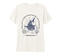 Whale Shark Isaia 43:2 Fede nelle acque Profonde Maglietta Premium