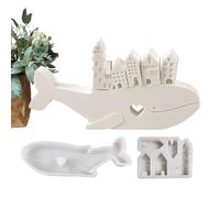 Whale Silicone Molds For Resin - Whale Pulling House Gypsum Plaster Mould | Epoxy Casting Moulds Gypsum Making Molds | Craft Supplies Plaster Mold, Silicone, Whales 20.6cm / House 9cm