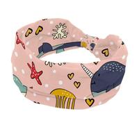 Whale Star - Fascia larga per capelli da donna, antiscivolo, sportiva, elastica, alla moda, per yoga, allenamento, tutti i giorni