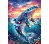 Whale Swimming in The Ocean Puzzle 1000 Pezzi Difficoltà Estrema Cartone Spesso Tema Monocromatico Science Fiction Magical Dream Per Appassionati Di Puzzle Antistrappo Non Sbiadisce Top Vendita 1000 P