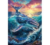 Whale Swimming in The Ocean Puzzle 1000 Pezzi Per Principianti Assoluti Science Fiction Magical Dream Cartone Rigido Difficoltà Bassa Per Imparare Con Guida Passo Passo Qualità Garantita Con Poster 10