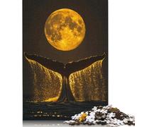 Whale Tail And Full Moon Puzzle Impossibili 1000Pcs Decorazione Per La Casa. Rilassamento E Intelligence Per Adulti E Ragazzi Da 14 Anni 1000pcs (75x50cm)