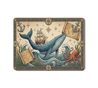 Whale - Tappetino scolapiatti per bancone della cucina, tappetino in gomma assorbente vintage oceano, tappetino scolapiatti in pelle sintetica per proteggere la cucina, 45,7 x 61 cm