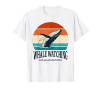 Whale Watching Ocean Adventure Retro Tramonto Maglietta