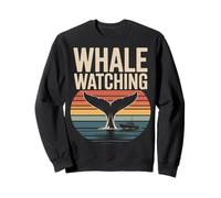 Whale Watching Retro Oceano Tramonto Barca Scena Felpa