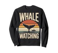 Whale Watching Retro Oceano Tramonto Barca Scena Felpa