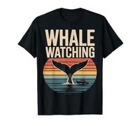 Whale Watching Retro Oceano Tramonto Barca Scena Maglietta