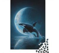 Whale Watching Under The Moonlight-1 Jigsaw Puzzle Impossible 1000 Pezzi Decorazione Per La Casa. Giochi Rilassamento E Intelligence Per Adulti E Ragazzi Da 14 Anni 70x50cm/1000pcs