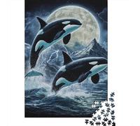 Whale Watching Under The Moonlight T-Shirt Jigsaw Puzzle Impossibili 1000 Pezzi Decorazione Per La Casa. Giochi Rilassamento E Intelligence Per Adulti E Ragazzi Da 14 Anni 52x38cm/1000pcs