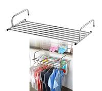 whalebee Stendibiancheria da Telescopico Stendino in Acciaio Inox per Interno Esterno Larghezza 50 A 158cm Portata 20 kg Ribaltabile Stendino per Balcone Termosifone Terrazza Davanzale