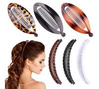 WhaleO 6 Pezzi Banana Clip Capelli Ricci Fermaglio Capelli Donna Mollette Capelli Donna Pinze Ovali per Capelli Hair Clip Grandi per Capelli Spessi, Carine per Ragazze