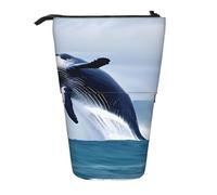 Whales at sea - Astuccio espandibile per matite, in tessuto Oxford multi-design, altezza regolabile, trousse multiuso per cosmetici