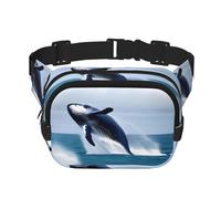 Whales at sea Borsa a tracolla da viaggio fitness, alla moda e casual, marsupio quadrato a doppio strato, nero, taglia unica, Nero, One Size