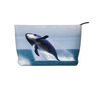 Whales at sea - Trousse per cosmetici, in velluto a coste, da donna, portatile, con cerniera