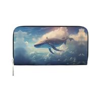 Whale's Tail Leather pochette portafogli con cerniera e porta carte sono perfetti per i viaggi o l'uso quotidiano, Pittura del cielo di balena, Taglia unica