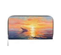 Whale's Tail Leather pochette portafogli con cerniera e porta carte sono perfetti per i viaggi o l'uso quotidiano, Coda di balena, Taglia unica