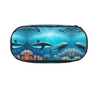 Whales Under The Sea - Astuccio multifunzione, portatile e resistente, per ufficio e scuola, Nero , Taglia unica, Beauty Case