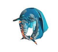 Whales Under The Sea Bandana Cappello da baseball da donna con visiera e sciarpa attaccata, cappello estivo leggero per il sole, per viaggi, spiaggia, attività all'aperto, nero