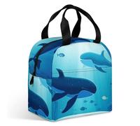 Whales Under The Sea - Borsa per il pranzo per adulti, a tenuta stagna, isolata, con cerniera e tasche multiple, grande capacità, per ufficio, lavoro, picnic