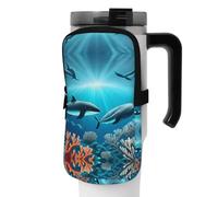 Whales Under The Sea Borsa versatile per borraccia, ideale per passeggiate, trekking, yoga, palestra, resistente all'acqua e agli urti, Nero , S, Porta biglietti da visita