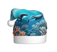 Whales under the sea - Cappello da Babbo Natale per adulti, unisex, decorativo, per feste di Natale, Capodanno, altezza 40 cm