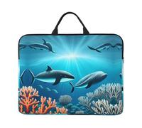 Whales under the sea - Custodia per computer portatile da 14", con maniglia, compatibile con computer/tablet da 14"