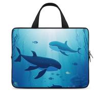 Whales Under The Sea - Custodia per computer portatile da 15", ultrasottile, impermeabile, con cinghia da polso