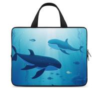 Whales Under The Sea - Custodia per computer portatile, ultrasottile, impermeabile, da 13", con cinghia da polso