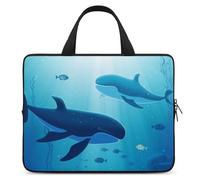 Whales Under The Sea, custodia per laptop ultra sottile, impermeabile, 12 pollici, custodia protettiva portatile per computer portatile con cinturino da polso