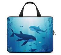 Whales Under The Sea - Custodia protettiva per computer portatile da 17", ultrasottile, impermeabile, con cinghia da polso