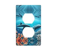 Whales Under The sea Duplex Presa Presa Presa Piastra a Muro, Dimensioni Standard 1-Gang, Policarbonato Termoplastica.