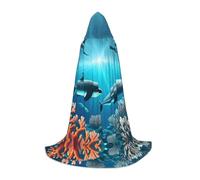 Whales under the sea M stampato Halloween Wizard Capo | Costume per feste a tema | Mantello cosplay per adulti e ragazzi | Taglie S M L
