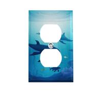 Whales Under The Sea Outlet Cover, piastra da parete standard americana con viti, in acciaio inossidabile resistente al calore e agli urti, copertura per presa duplex a 1 banda per decorazione