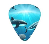 Whales under the sea Plettri per chitarra, confezione da 12 plettri resistenti all'usura per chitarra, basso, chitarra elettrica, ukulele, sottili, medi e pesanti