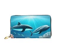 Whales Under The Sea - Portafoglio lungo da donna con cerniera, 19 x 10 cm, viene fornito con scomparti per carte di credito all'interno, leggero e resistente., nero, Taglia unica, moderno