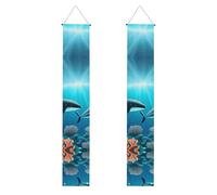 Whales under the sea Stampa Welcome Hanging Banner, bandiere verticali Party Portico Sign, per interni ed esterni, 180 x 30,5 cm