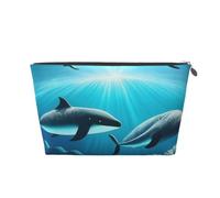 Whales Under the sea - Trousse da viaggio in pelle, impermeabile, per cosmetici