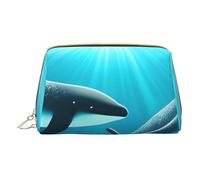 Whales Under The Sea - Trousse portatile per cosmetici, da viaggio, unisex, con chiusura a cerniera, adatta per l'uso quotidiano, bianco, Taglia unica