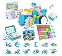 WhalesBot C3 Pro 12-in-1 Kit robot di codifica e controllo remoto per bambini 4+, programmazione intelligente avanzata di pannelli e schede, giocattolo STEM educativo, set di costruzione a blocchi con