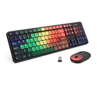 Whalices 52 Combinazione di mouse e tastiera wireless per computer, tastiera e mouse wireless ricaricabile da 2,4 GHz, compatibile con PC/laptop/desktop, per scuola e ufficio domestico (nero-colorato)