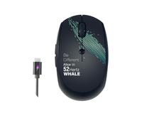 Whalices 52 Mouse wireless portatile ricaricabile - Bluetooth + mouse per computer 2.4G con clic silenzioso e 2400 DPI, per laptop, PC, Mac, MacBook, MacBook Air, iPad, tablet ambidestro (balena1)