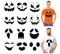 Whaline 12 toppe termoadesive per Halloween, fantasma, zucca, viso, trasferimento di calore, adesivi in vinile per fai da te, artigianato, abbigliamento, tessuto