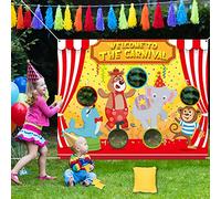 Whaline 127 cm x 101,6 cm, gioco di carnevale con 4 fagioli da circo per giochi di lancio divertente per carnevale, giochi all'aperto, per bambini, adulti, famiglia, feste, attività di carnevale